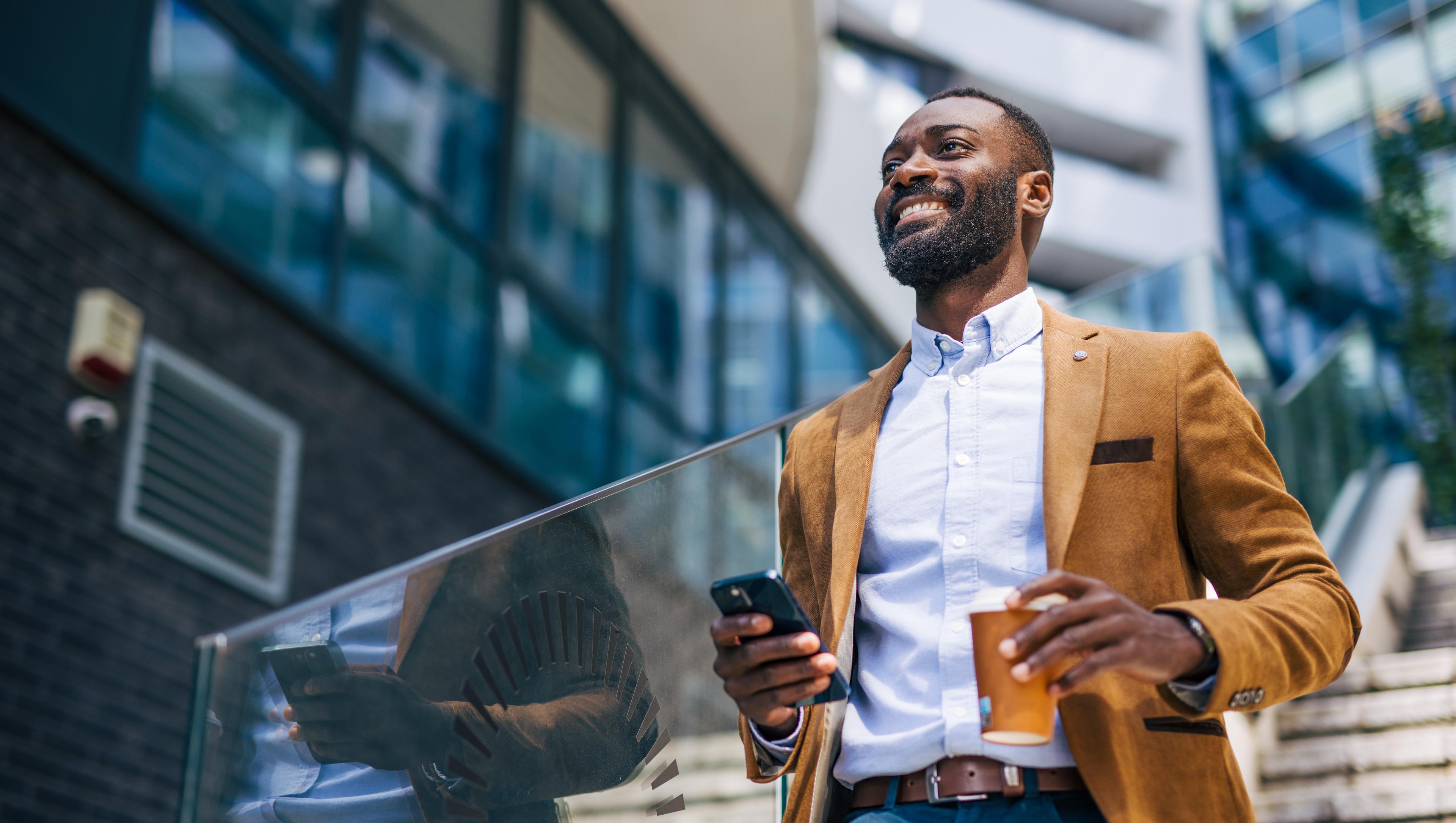 Business Man Coffee Phone